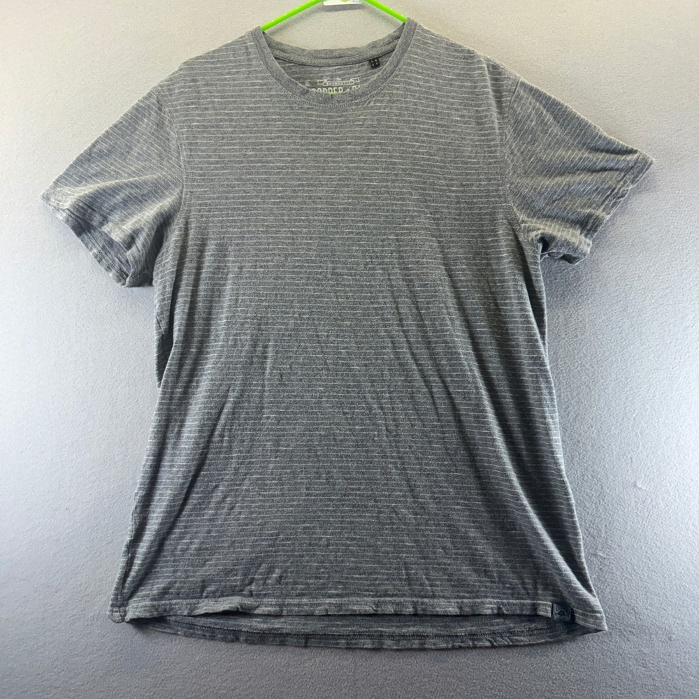 Copper & Oak Mens Grey Striped Short Sleeve Cotton T-Shirt Size Medium